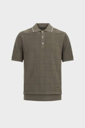 Cubes Textured Knit Polo Shirt Polo Shirts Men Purificacion Garci Khaki - Image 5