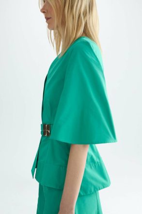 Cubiflor Taffeta A-Line Shirt Women T-Shirts And Tops Purificacion Garci Green - Image 2