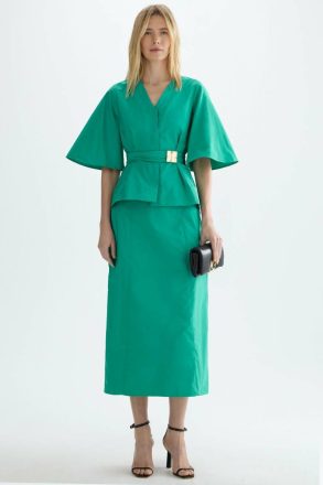 Cubiflor Taffeta A-Line Shirt Women T-Shirts And Tops Purificacion Garci Green - Image 4