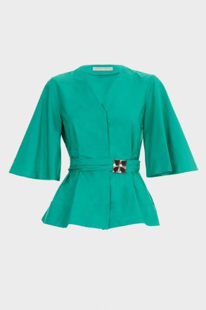 Cubiflor Taffeta A-Line Shirt Women T-Shirts And Tops Purificacion Garci Green - Image 5