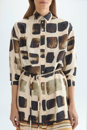Cubos Print Twill Midi Shirt Dress Women Dresses Beige/Multicolor Purificacion Garci - Image 2