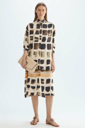 Cubos Print Twill Midi Shirt Dress Women Dresses Beige/Multicolor Purificacion Garci