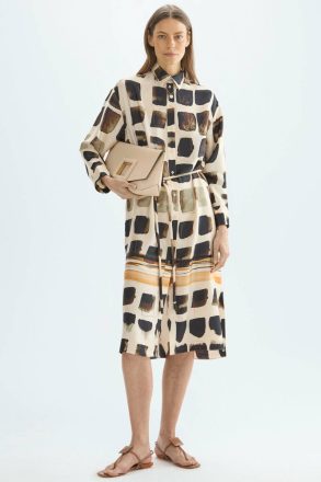 Cubos Print Twill Midi Shirt Dress Women Dresses Beige/Multicolor Purificacion Garci - Image 4