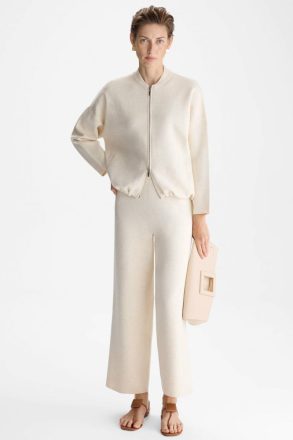 Double-Faced Stretch-Knit Straight-Leg Trousers Purificacion Garci Trousers Women Natural - Image 4