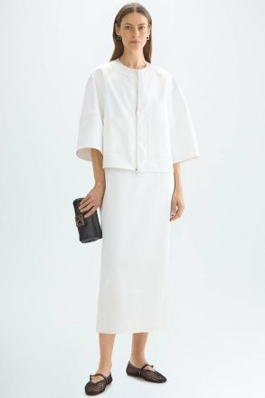 Double Satin Straight-Fit Short Jacket White Evening Purificacion Garci Women - Image 4