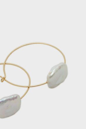 Earrings Women Gold/Pearl Purificacion Garci Cubo Hoop Earrings - Image 2