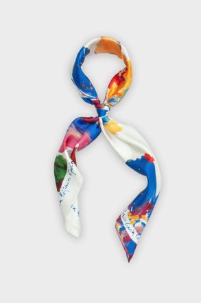 Ecru/Fuchsia/Klein Blue Purificacion Garci Scarves Gouache 90 Silk Scarf Women - Image 2