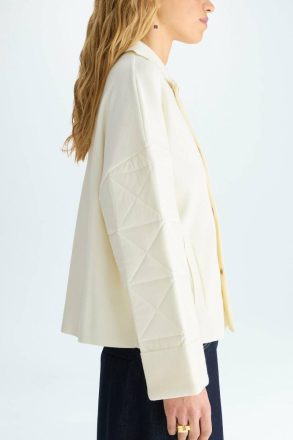 Ecru Jackets Women Origami-Quilted Nylon Stretch Knit Wrap Jacket Purificacion Garci - Image 2