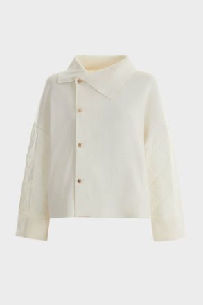 Ecru Jackets Women Origami-Quilted Nylon Stretch Knit Wrap Jacket Purificacion Garci - Image 5