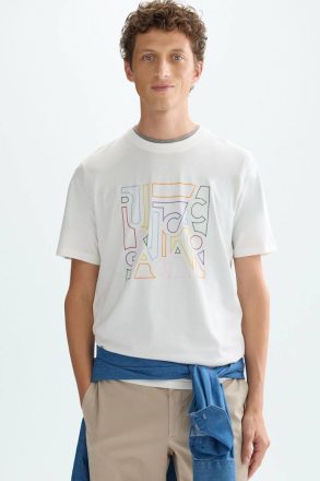 Ecru Pg Lines Print T-Shirt T-Shirts Purificacion Garci Men