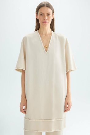 Ecru Purificacion Garci Dresses Cotton Canvas Oversize Sack Dress Women