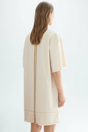 Ecru Purificacion Garci Dresses Cotton Canvas Oversize Sack Dress Women - Image 3