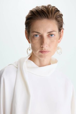 Ecru Shirts Purificacion Garci Women Crepe Oversize Blouse With Scarf - Image 2