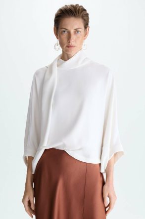 Ecru Shirts Purificacion Garci Women Crepe Oversize Blouse With Scarf