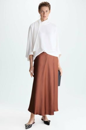 Ecru Shirts Purificacion Garci Women Crepe Oversize Blouse With Scarf - Image 5