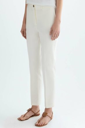 Ecru Women Purificacion Garci Trousers Satin Slim-Leg Trousers