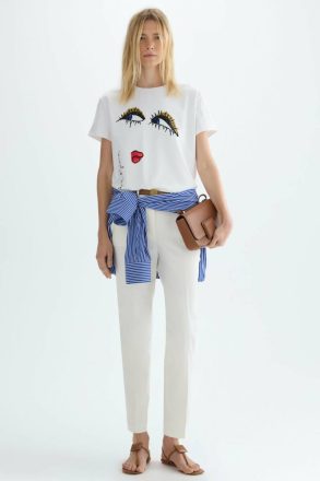 Ecru Women Purificacion Garci Trousers Satin Slim-Leg Trousers - Image 4