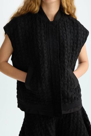 Embossed Cotton Oversize Gilet Black Jackets Purificacion Garci Women - Image 2