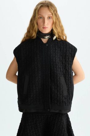 Embossed Cotton Oversize Gilet Black Jackets Purificacion Garci Women