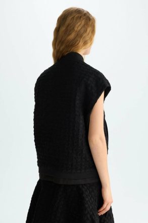 Embossed Cotton Oversize Gilet Black Jackets Purificacion Garci Women - Image 3