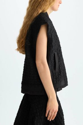Embossed Cotton Oversize Gilet Black Jackets Purificacion Garci Women - Image 5