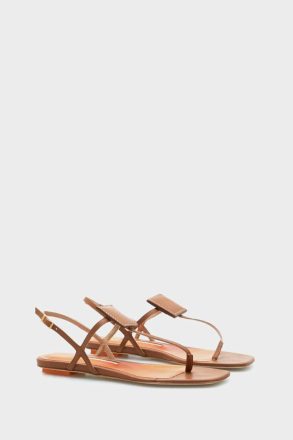Flats Women Domino Flat Leather Sandals Purificacion Garci Brown - Image 2