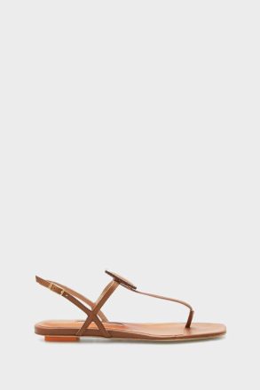 Flats Women Domino Flat Leather Sandals Purificacion Garci Brown