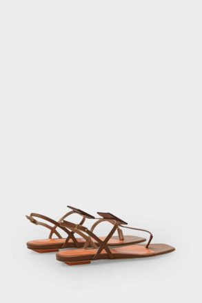 Flats Women Domino Flat Leather Sandals Purificacion Garci Brown - Image 4