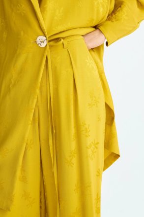 Floral Jacquard Wide-Leg Trousers Purificacion Garci Women Mustard Evening - Image 2