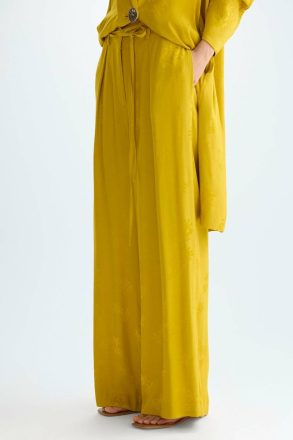 Floral Jacquard Wide-Leg Trousers Purificacion Garci Women Mustard Evening