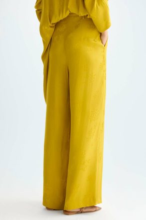 Floral Jacquard Wide-Leg Trousers Purificacion Garci Women Mustard Evening - Image 3