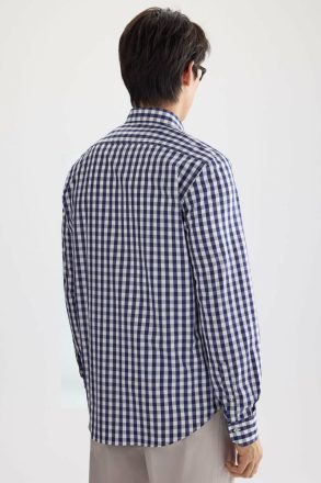 Gingham Check Poplin Shirt Shirts Purificacion Garci Ink Blue/White Men - Image 3