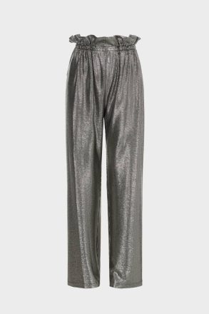 Gold/Black Purificacion Garci Women Trousers Metallic Wide-Leg Pyjama-Style Trousers - Image 5