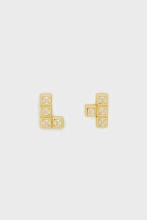 Gold/Crystal Women Earrings Tetrominó Earrings Purificacion Garci