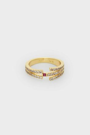 Gold/Crystal Women Rings Radiant Ring Purificacion Garci