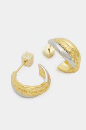 Gold/Silver Tri-Pg Hoop Earrings Women Purificacion Garci Earrings - Image 2