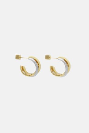 Gold/Silver Tri-Pg Hoop Earrings Women Purificacion Garci Earrings