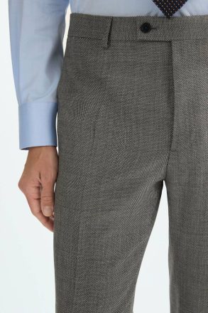 Gray Trousers Purificacion Garci Men Wool Bird's Eye Weave Classic Fit Suit Trousers - Image 2