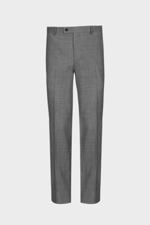Gray Trousers Purificacion Garci Men Wool Bird's Eye Weave Classic Fit Suit Trousers - Image 5