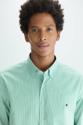Green/White Men Shirts Needle Striped Poplin Shirt Purificacion Garci - Image 2