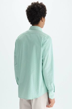 Green/White Men Shirts Needle Striped Poplin Shirt Purificacion Garci - Image 3