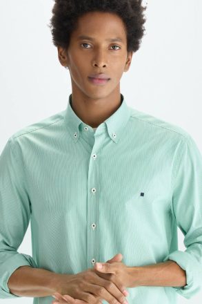 Green/White Men Shirts Needle Striped Poplin Shirt Purificacion Garci - Image 4