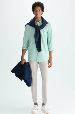 Green/White Men Shirts Needle Striped Poplin Shirt Purificacion Garci - Image 5