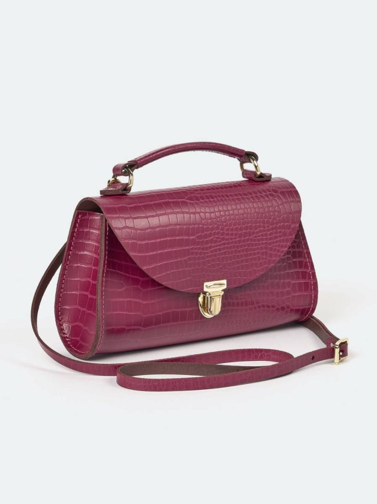 Handbags The Mini Poppy - Magenta Croc Women Cambridge Satchel - Image 3