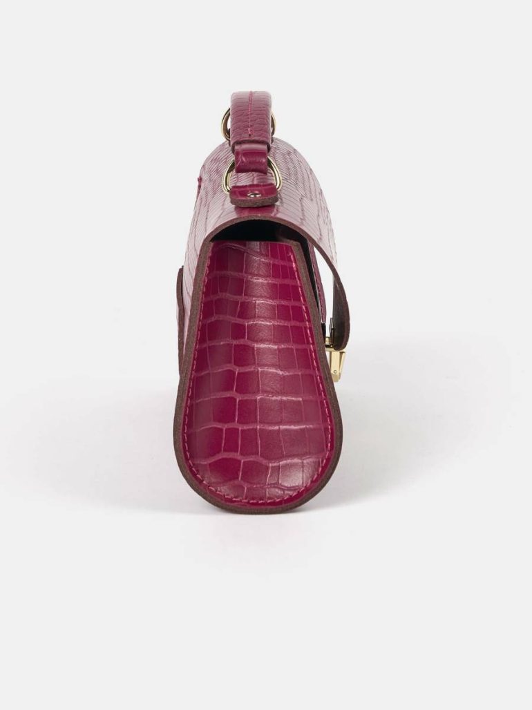Handbags The Mini Poppy - Magenta Croc Women Cambridge Satchel - Image 4