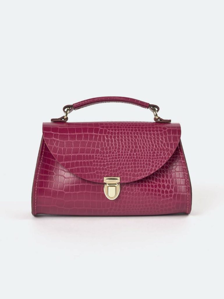 Handbags The Mini Poppy - Magenta Croc Women Cambridge Satchel