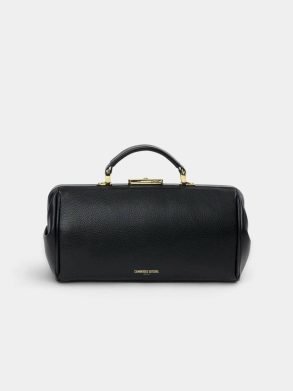 Handbags Women The Doctor's Bag -Midnight Black Calf Grain Cambridge Satchel - Image 4