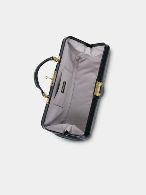 Handbags Women The Doctor's Bag -Midnight Black Calf Grain Cambridge Satchel - Image 5