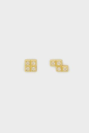 Icons Women Tetrominó Earrings Gold/Crystal Purificacion Garci