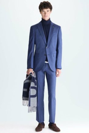 Ink Blue Suits And Blazers Tropical Wool Classic Fit Suit Jacket Purificacion Garci Men - Image 5